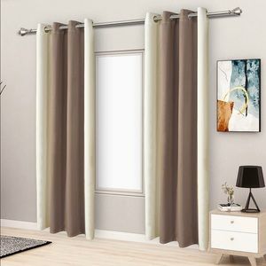 FLOWEROOM Color Block Blackout Curtains for Bedroom, 52 x 63 Inch Long